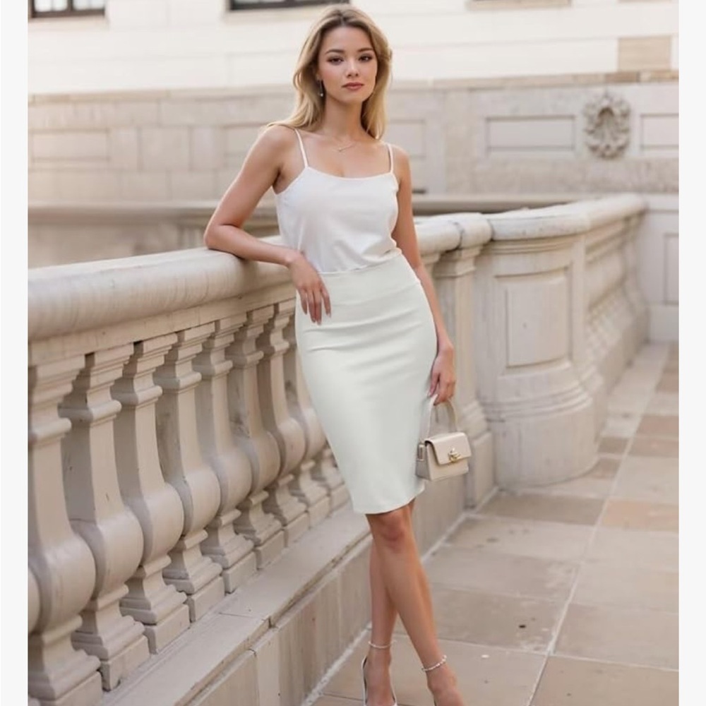 Hybrid & Company Premium Nylon Ponte Stretch Office Pencil Skirt High Waist 2X